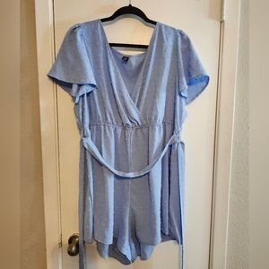 SHEIN Curve Blue Textured Romper